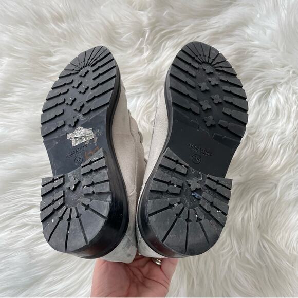 AllSaints | Women’s Ariel Boot White Suede Distressed Moto Zipper Zip Lace-Up 38 - Picture 9 of 11